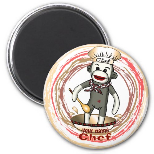 Chef Sock Monkey custom name Magnet
