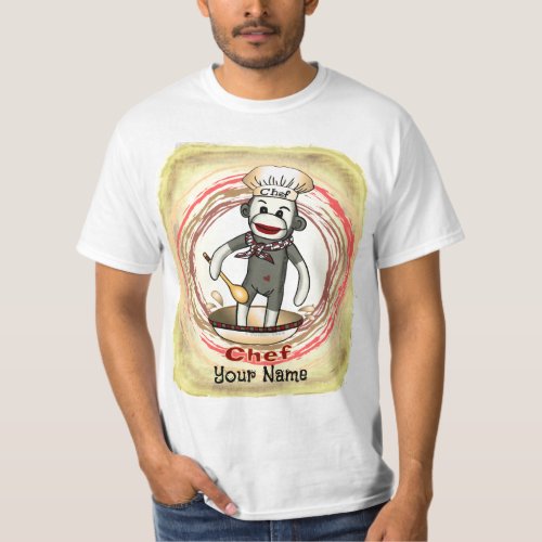 Chef Sock Monkey custom name T_Shirt