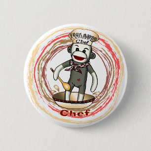 Chef Sock Monkey pin button