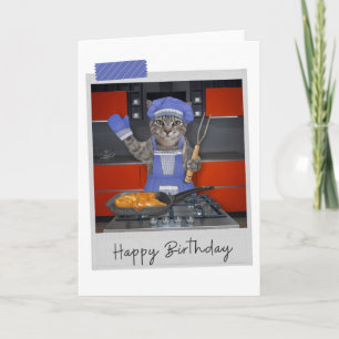 Chef Tabby Cat Funny Birthday Card