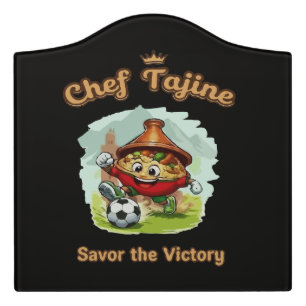 Chef Tajine Soccer Mascot – Funny Moroccan Food Door Sign