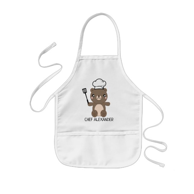 Chef Teddy Bear Personalize Kids' Apron (Front)