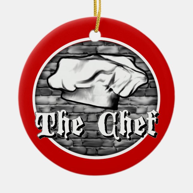 Chef Toque Ceramic Ornament (Front)