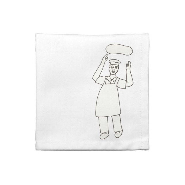 Chef Tossing Pizza Outline Coloring Napkins (Quarter Fold)
