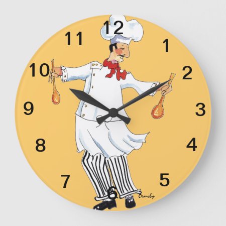 Chef Tossing Wall Clock