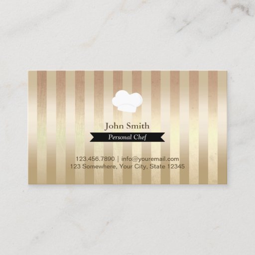 Customizable Black Belt Gold Foil Stripes Personal Chef Business Card Templates