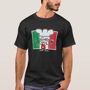 Chef Tshirt With Italian Flag And Cool Cartoon by cookinggifts at Zazzle