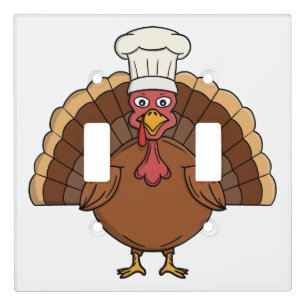Chef Turkey Cartoon Thanksgiving Light Switch Cover