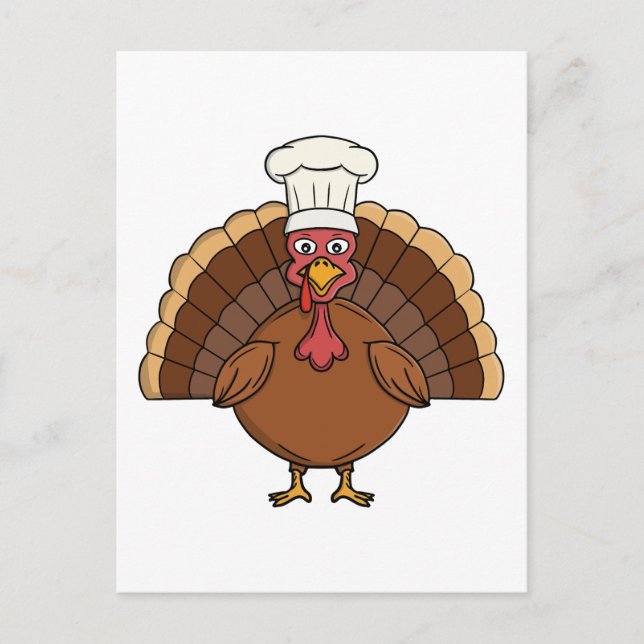 Chef Turkey Cartoon Thanksgiving Postcard (Front)