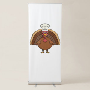 Chef Turkey Cartoon Thanksgiving Retractable Banner
