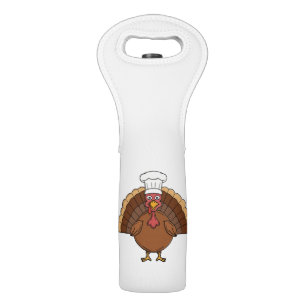 Chef Turkey Cartoon Thanksgiving Wine Bag