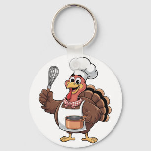 Chef Turkey Thanksgiving Cook Gobbler Keychain