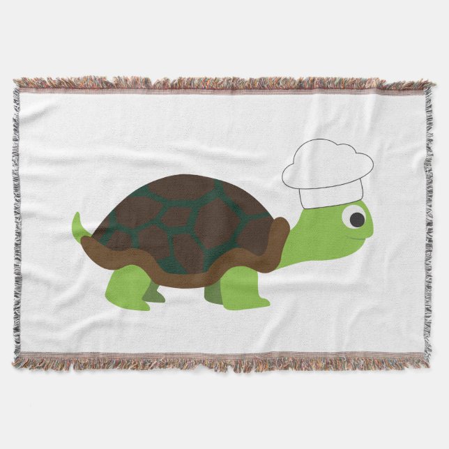 Chef Turtle Throw Blanket (Front)