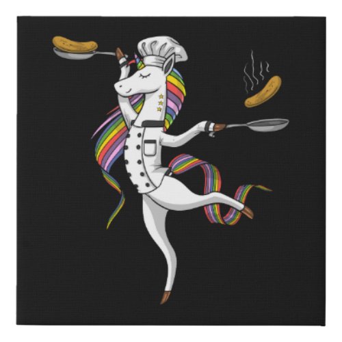Chef Unicorn Cooking Magical Cook Faux Canvas Print