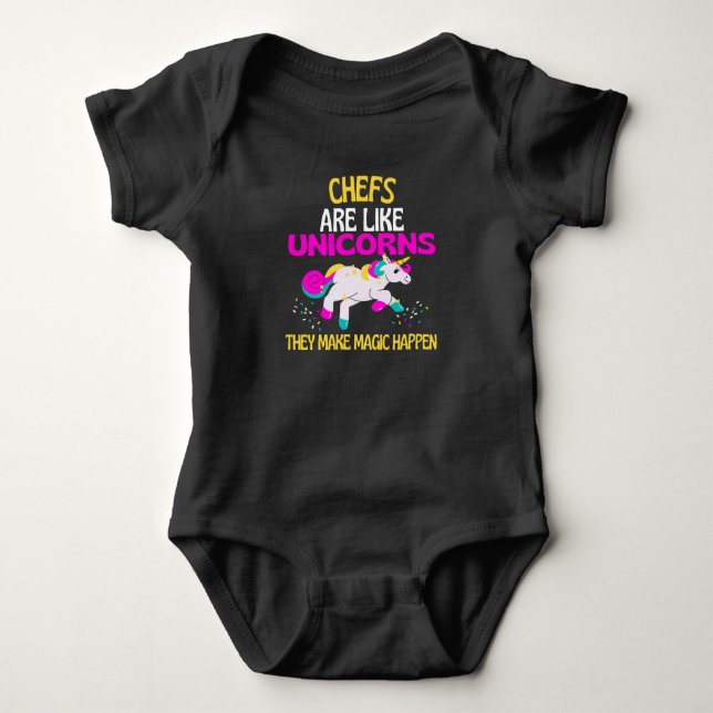 Chef Unicorn , Magical Unicorn Chefs Cooks Baby Bodysuit (Front)