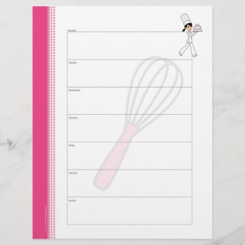 Chef Weekly Meal Planner Pages by ShopDesigns at Zazzle