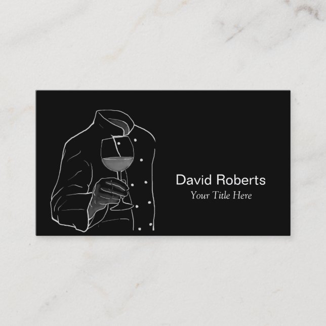 Chef with a Wine Event Catering Professional Business Card (Front)