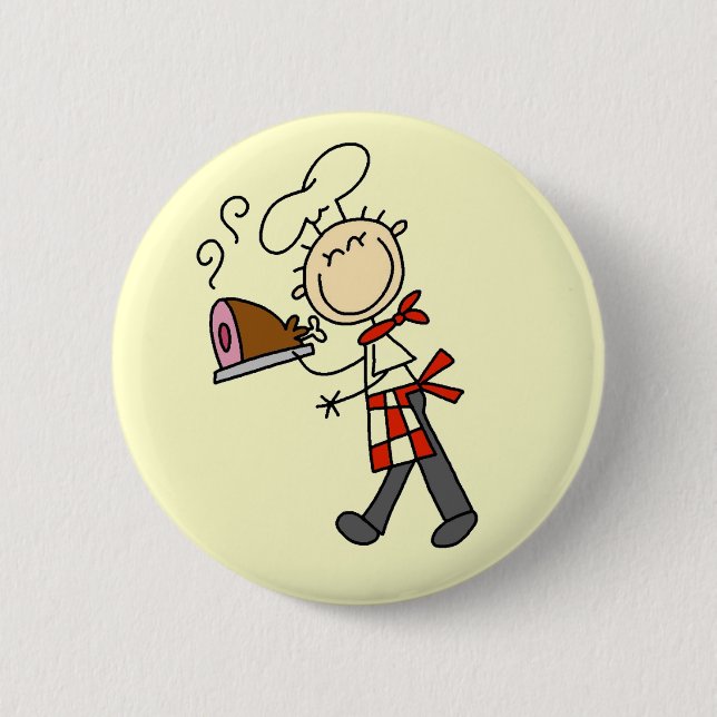 Chef With Baked Ham Button (Front)