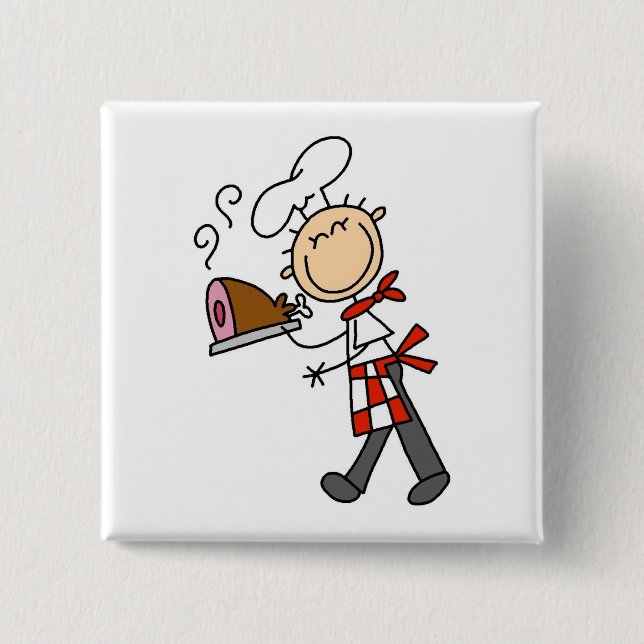 Chef With Baked Ham Button (Front)