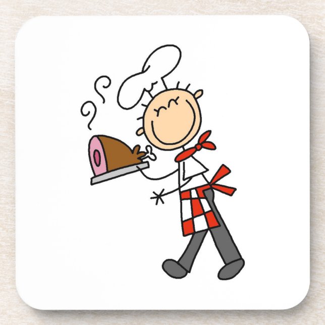 Chef With Baked Ham Drink Coaster (Front)