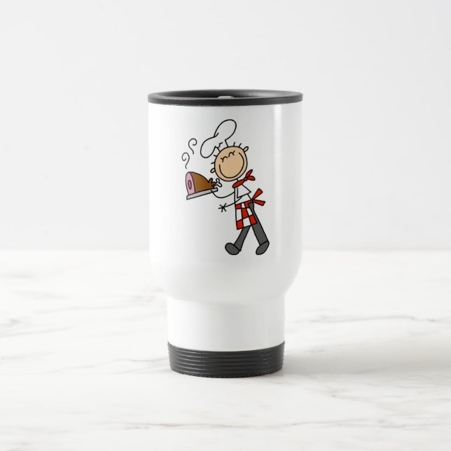 Chef with Baked Ham Tshirts and Gifts Travel Mug (Center)