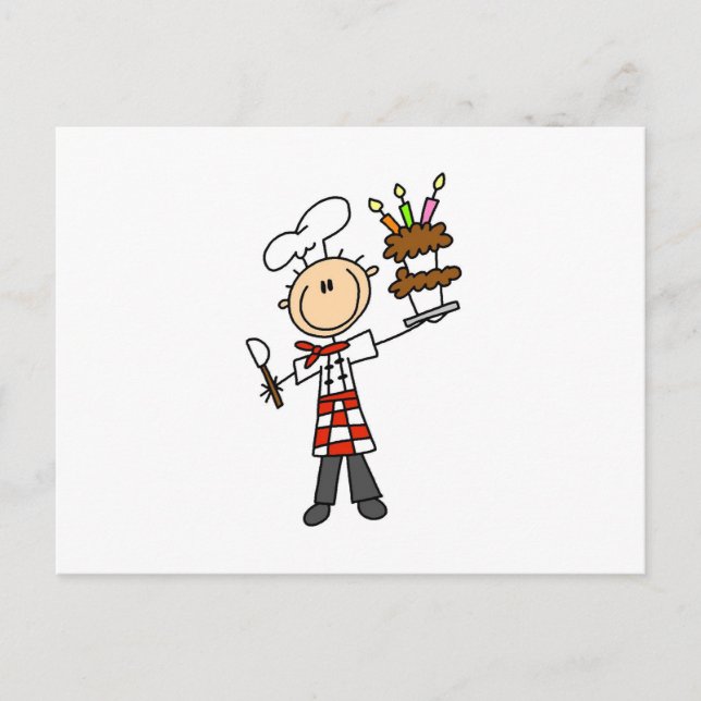 Chef With Birthday Cake Postcard (Front)