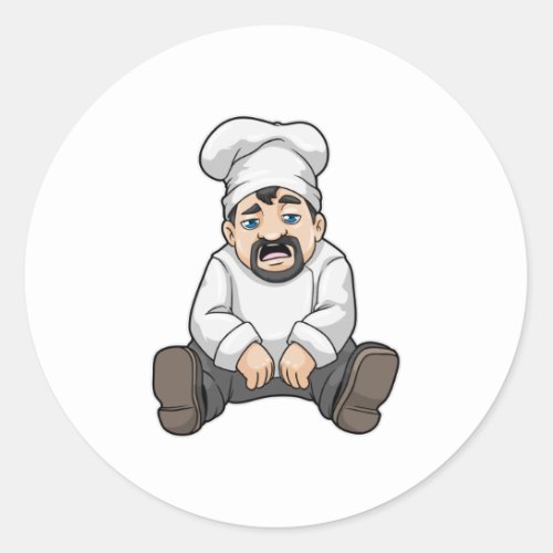 Chef with Chefs hat  Beard Classic Round Sticker