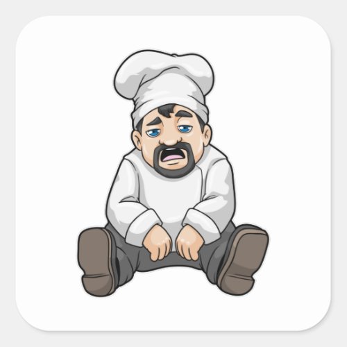 Chef with Chefs hat  Beard Square Sticker