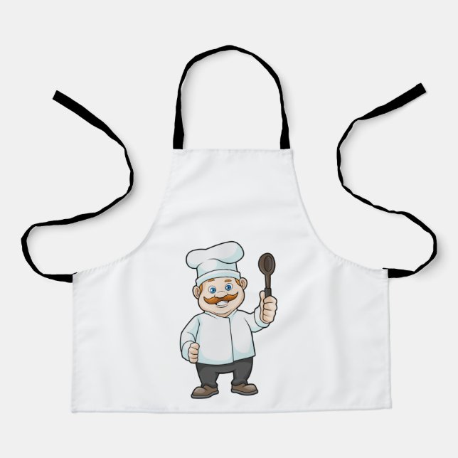 Chef with Chef's hat & Soup spoon Apron (Front)