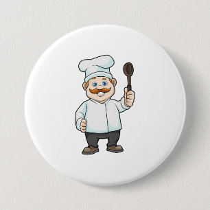 Chef with Chef's hat & Soup spoon Button