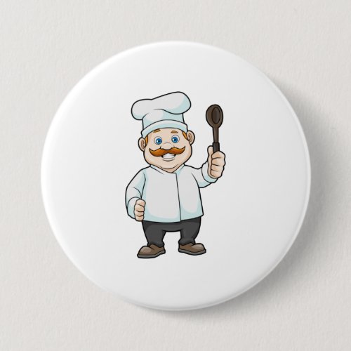 Chef with Chefs hat  Soup spoon Button