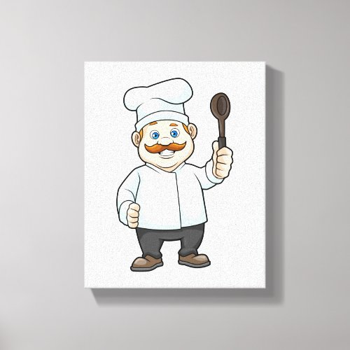 Chef with Chefs hat  Soup spoon Canvas Print