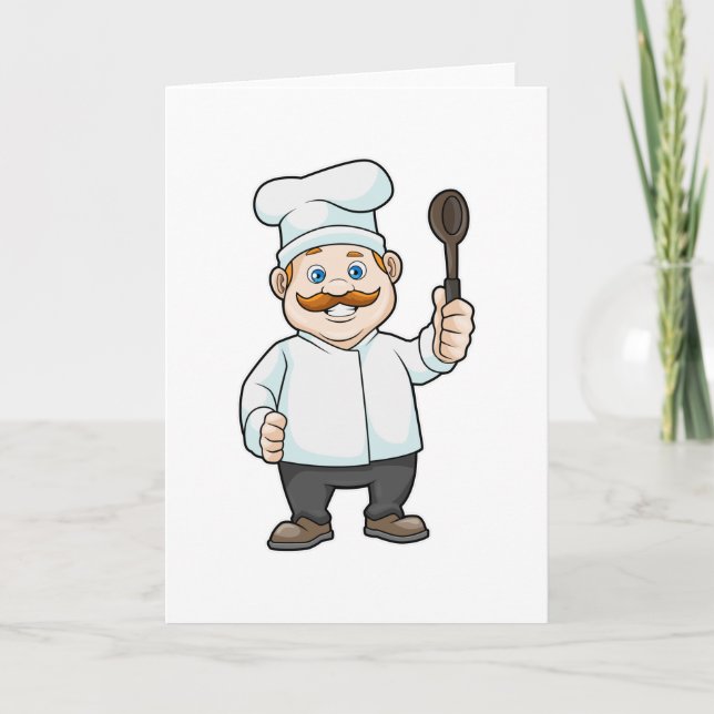 Chef with Chef's hat & Soup spoon Card (Front)