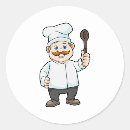 Chef with Chefs hat  Soup spoon Classic Round Sticker