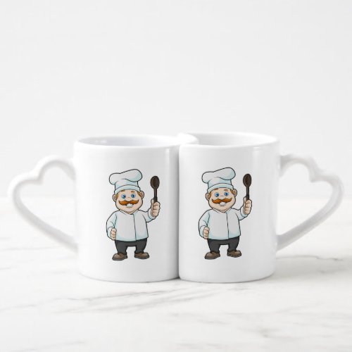 Chef with Chefs hat  Soup spoon Coffee Mug Set