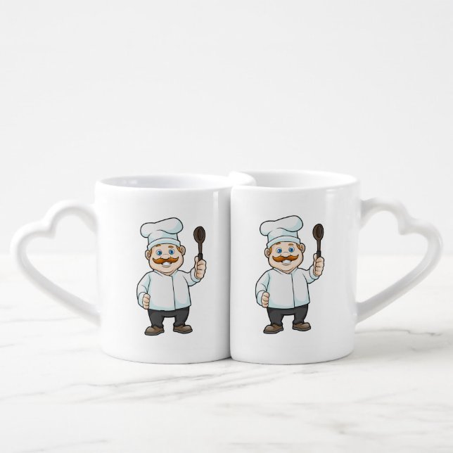 Chef with Chef's hat & Soup spoon Coffee Mug Set (Front Nesting)