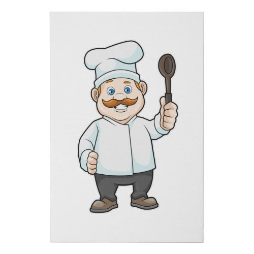 Chef with Chefs hat  Soup spoon Faux Canvas Print