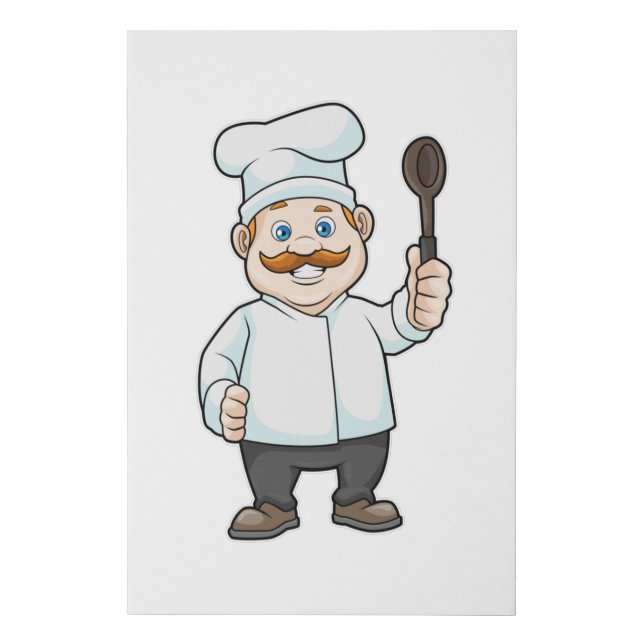 Chef with Chef's hat & Soup spoon Faux Canvas Print (Front)