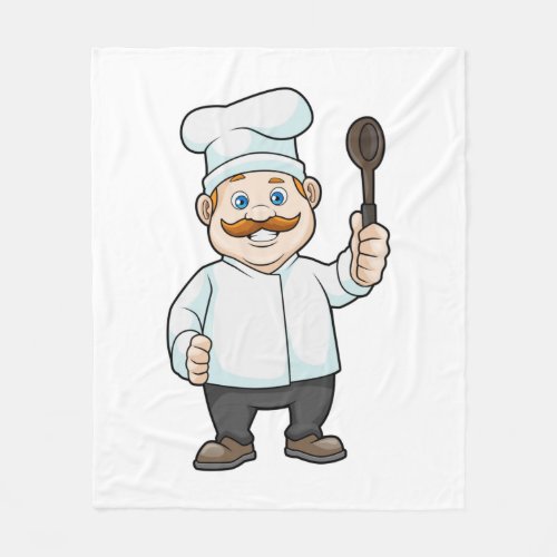 Chef with Chefs hat  Soup spoon Fleece Blanket