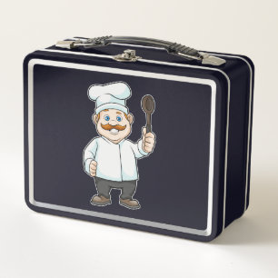 Chef with Chef's hat & Soup spoon Metal Lunch Box