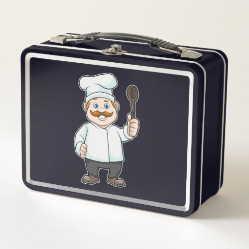 Chef with Chefs hat  Soup spoon Metal Lunch Box