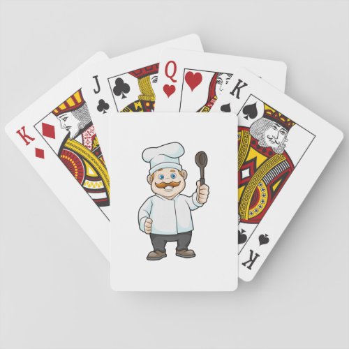 Chef with Chefs hat  Soup spoon Poker Cards