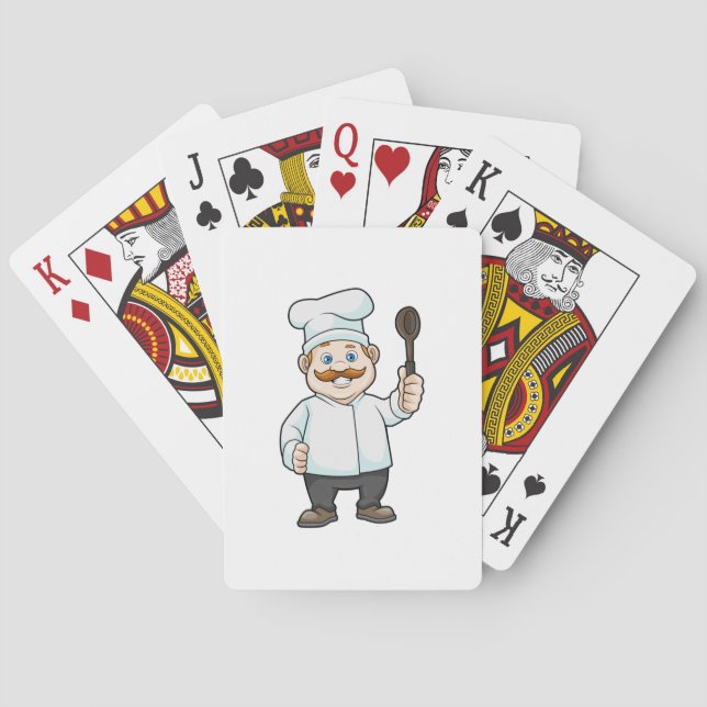 Chef with Chef's hat & Soup spoon Poker Cards (Back)