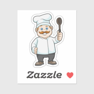 Chef with Chef's hat & Soup spoon Sticker