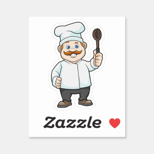 Chef with Chefs hat  Soup spoon Sticker