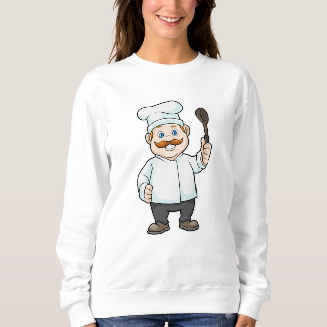 Chef with Chef's hat & Soup spoon Sweatshirt (Front)