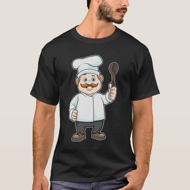 Chef with Chef's hat & Soup spoon T-Shirt (Front)