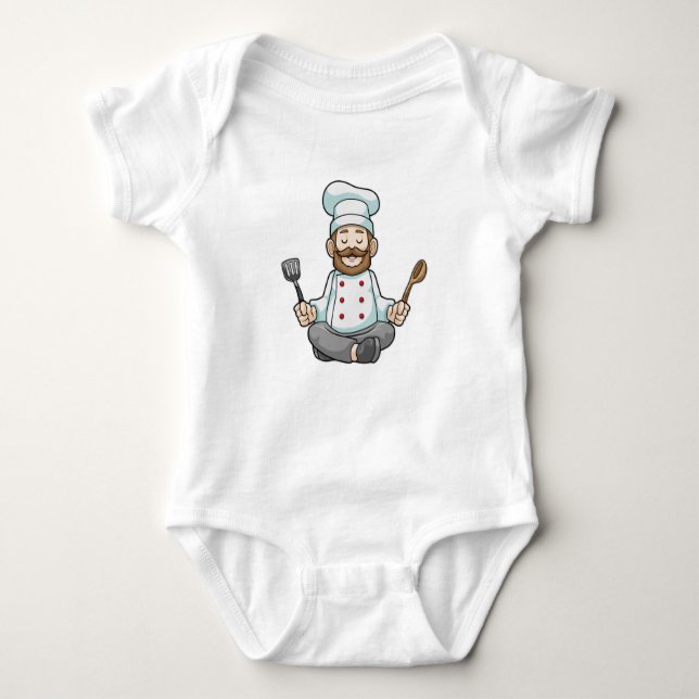 Chef with Cooking apron at Yoga Baby Bodysuit (Front)