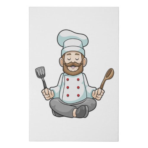 Chef with Cooking apron at Yoga Faux Canvas Print