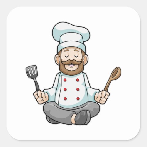 Chef with Cooking apron at Yoga Square Sticker